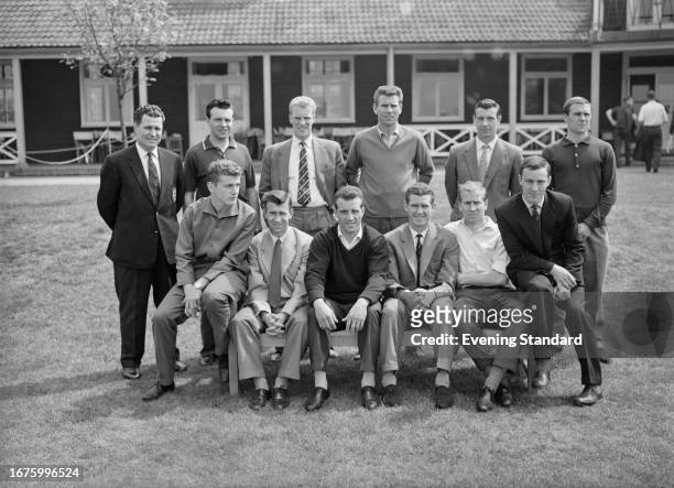 The England national football team posing for a photo ahead of a friendly match at Wembley Stadium in London, May 11th 1960. England are to play...