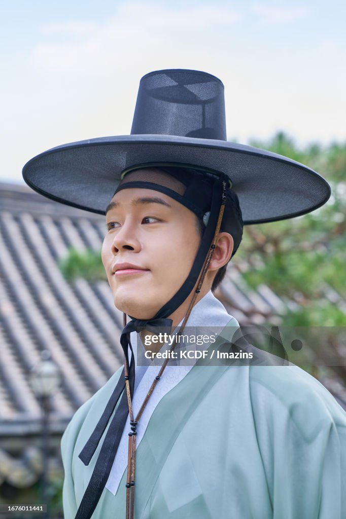 Men Hanbok Gat Durumagi Classical Scholar High-Res Stock Photo
