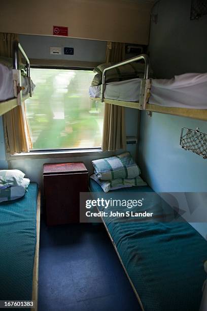 Four berth sleeping compartment on Vietnam Railways is more comfortable than most westerners might think, apart from the extremely narrow sleeping...