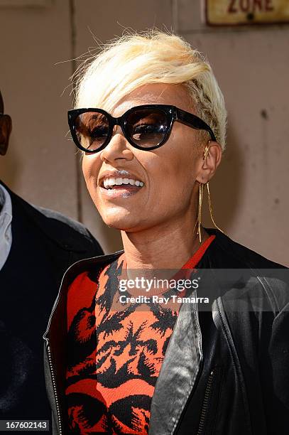 Singer Emeli Sande leaves the "Live With Kelly And Michael" taping at the ABC Lincoln Center Studios on April 26, 2013 in New York City.