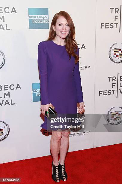 Actress Julianne Moore attends the screening of "The English Teacher" during the 2013 Tribeca Film Festival at BMCC Tribeca PAC on April 26, 2013 in...