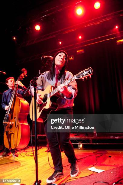 Lucy Spraggan performs on stage during the second night of her sold out April/May 2013 UK tour at o2 Academy on April 26, 2013 in Leicester, England.