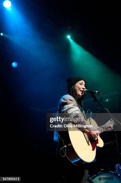 Lucy Spraggan performs on stage during the second night of her sold out April/May 2013 UK tour at o2 Academy on April 26, 2013 in Leicester, England.