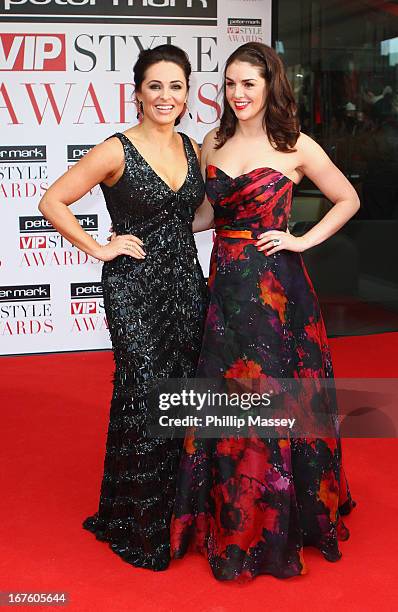 Grainne Seoige and Sile Seoige attend the Peter Mark VIP Style Awards at Marker Hotel on April 26, 2013 in Dublin, Ireland.