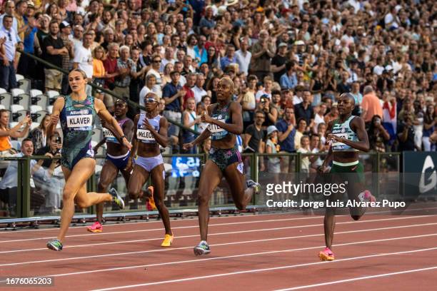 Shamier Little of The United States competes in the Women's 400m during the AG Memorial Van Damme Diamond League meeting at King Baudouin Stadium on...