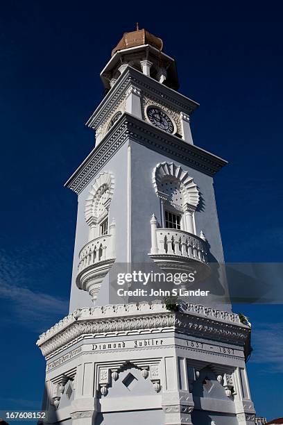 To commemorate Queen Victoria's 1897 Diamond Jubilee, a Jubilee Clock Tower was constructed in George Town, Penang in the same year at junction of...