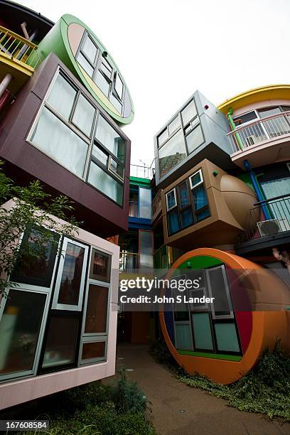 Shusaku Arakawa designed the Reverse Destiny Loft Apartments in the Tokyo suburb of Mitaka in conjunction with his poet partner, Madeline Gins....