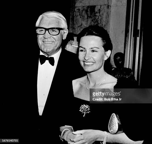 Actor Cary Grant and wife Barbara Grant at fundraising dinner benefit for the American Ballet Theatre, March 4, 1985 in Beverly Hills, California.