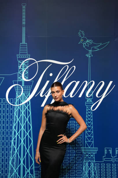 Hailey Bieber attends the opening event of Tiffany & Co.'s new store in Omotesando on September 12, 2023 in Tokyo, Japan.