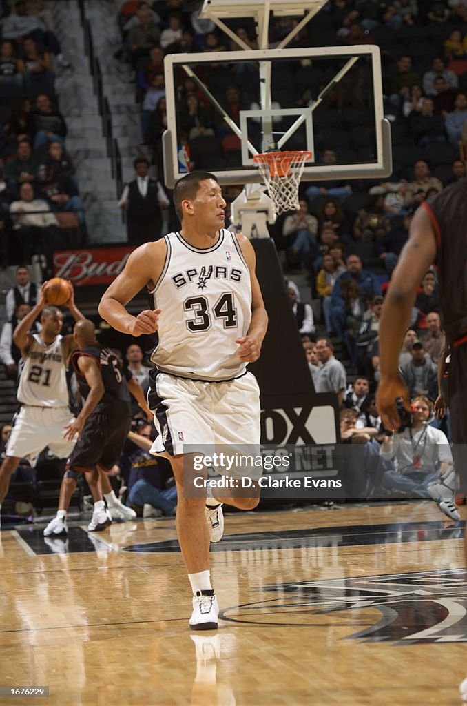 Mengke Mengke Bateer of the San Antonio Spurs makes his debut against the ...