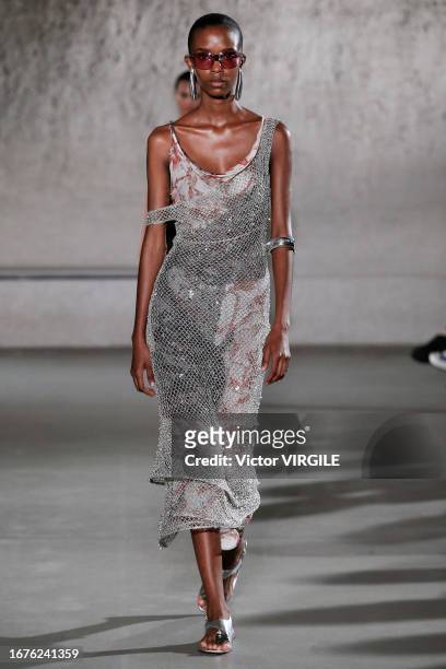 Model walks the runway during the Tory Burch Ready to Wear Spring/Summer 2024 fashion show as part of the New York Fashion Week on September 11, 2023...