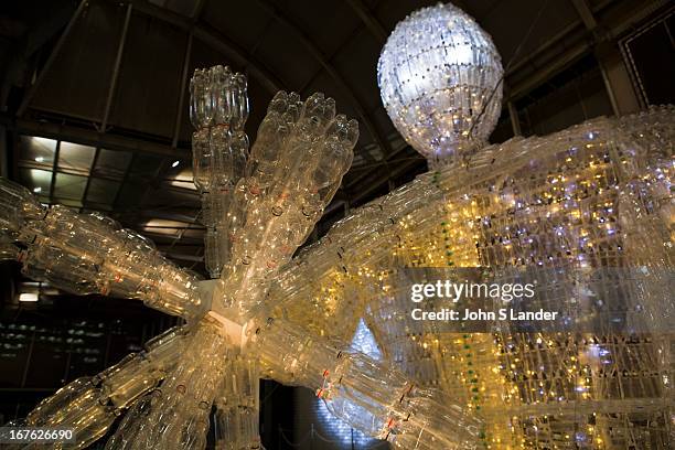 Shinjuku Times Square southern terrace decorated this year with Christmas illuminations constructed entirely out of discarded PET bottles and LED...