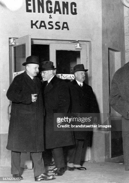 Federal Chancellor Carl Vaugoin leaving the Schaeffer-cinema after the sreening of "All Quiet on the Western Front" by Erich Maria Remarques....