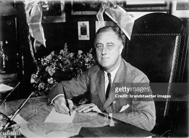 Frankl D. Roosevelt; president of the United States of America. Photograph. November 9th 1932. Franklin D. Roosevelt; Präsident der USA....