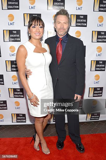 President and CEO of Lanmark Technology inc. Lani Hay and actor Tim Daly attend the Celebrating The Arts In American Dinner Party With Distinguished...