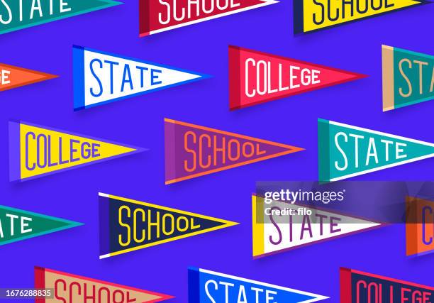 bildbanksillustrationer, clip art samt tecknat material och ikoner med college university school pennant banner background - vimpel