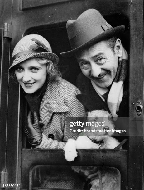 Adolphe Menjou, US-american actor und his wife Kathryn Carver. Photograph. March 30th 1932. Adolphe Menjou, US-amerikanischer Schauspieler und seine...