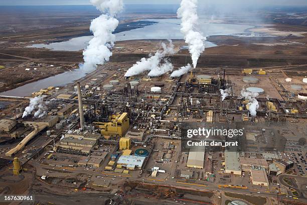 oil refinery - fort mcmurray canada stock pictures, royalty-free photos & images