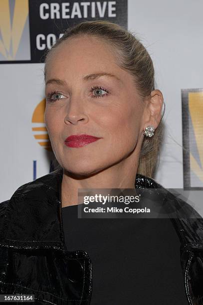 Actress Sharon Stone attends the Celebrating The Arts In American Dinner Party With Distinguished Women In Media Presented By Landmark Technology...