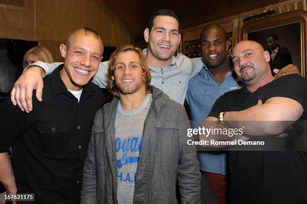 Theo Rossi, Urijah Faber, Chris Weidman, DeMarco Murray and Jay Glazer attend the Help Rebuild New York benefit at Gold Bar on April 26, 2013 in New...