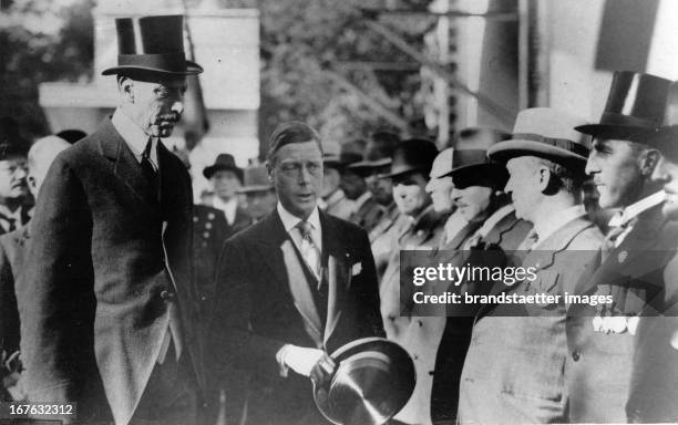 Edward, Prince of Wales opens the British Trade Exhibition in Copenhagen, with King Christian X of Denmark . Photograph. September 26th 1932. Edward,...