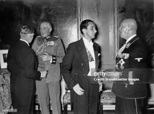 Embassador Franz von Papen, minister of war general feldmarschal Werner von Blomberg, state secretary Dr. Guido Schmidt and state secretary Dr. Hans...