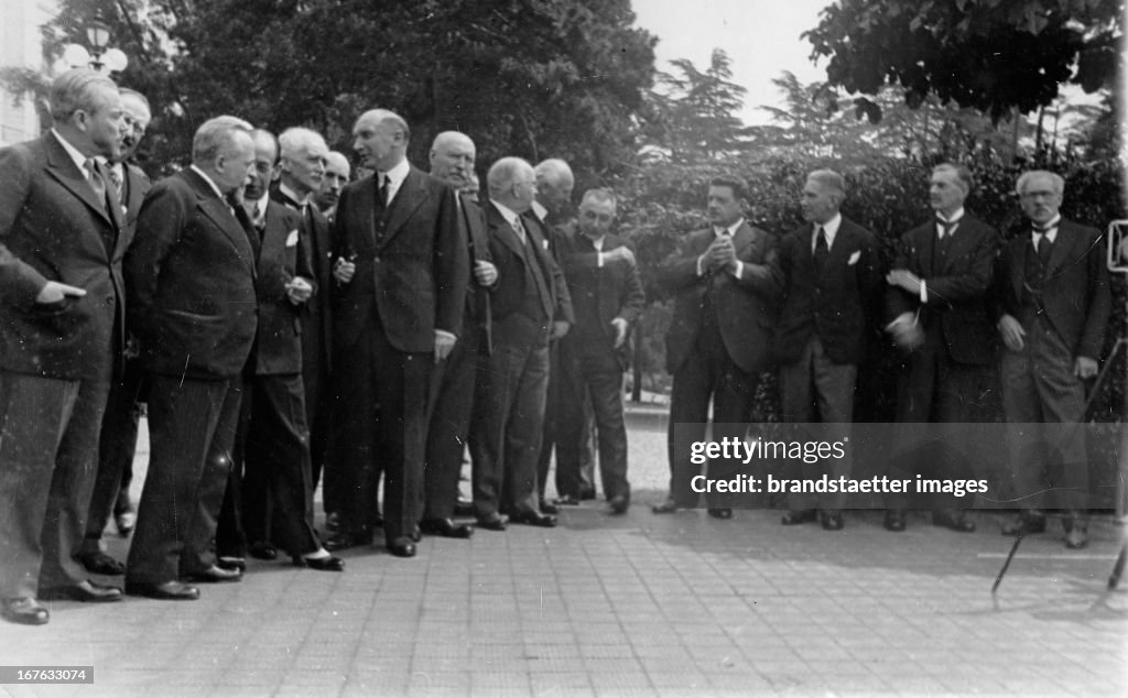 Opening of the Lausanne Conference of reparations between Germany and the victorious powers of World War II. The chief delegates (left to right) James Ramsay MacDonald, Neville Chamberlain, Edouard Herriot and Franz von Papen. Hotel Beau Rivage. Lusanne. S