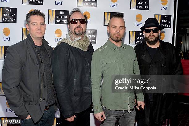 Musicians Chad Gracey, Patrick Dahlheimer, Chris Shinn and Chad Taylor of the band Live attend the Celebrating The Arts In American Dinner Party With...