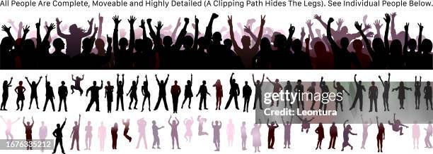 ilustrações de stock, clip art, desenhos animados e ícones de crowd (people are complete- a clipping path hides the legs, see below) - popular music concert