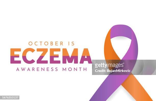 ilustrações, clipart, desenhos animados e ícones de cartão do mês de conscientização do eczema, outubro. vetor - autoimmune disease