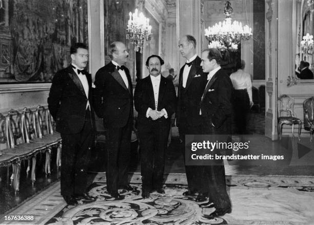 The first French concert in Berlin after a break of 30 years. From left to right: Georgii, ambassador Poncet, Pierre Monteux, Wilhelm Furtwängler and...