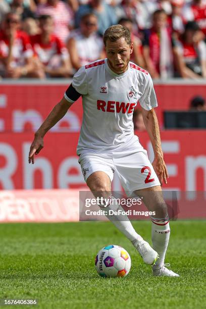 Benno Schmitz of 1. FC Koeln controls the ball during the Bundesliga match between 1. FC Köln and TSG Hoffenheim at RheinEnergieStadion on September...