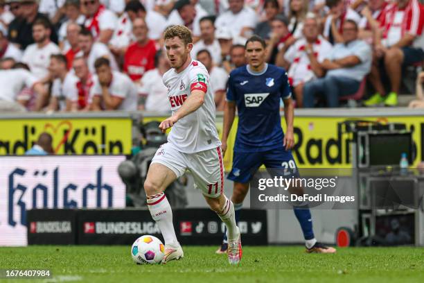 Florian Kainz of 1. FC Koeln controls the ball during the Bundesliga match between 1. FC Köln and TSG Hoffenheim at RheinEnergieStadion on September...