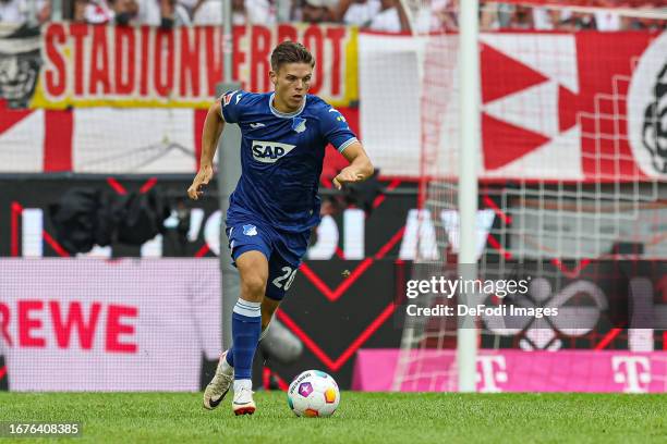 Finn Ole Becker of TSG 1899 Hoffenheim controls the ball during the Bundesliga match between 1. FC Köln and TSG Hoffenheim at RheinEnergieStadion on...