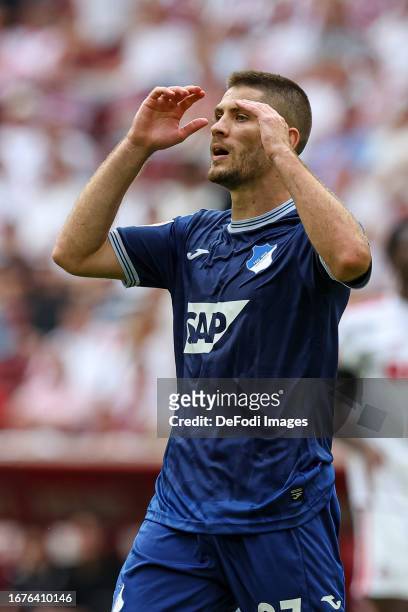 Andrej Kramaric of TSG 1899 Hoffenheim gestures during the Bundesliga match between 1. FC Köln and TSG Hoffenheim at RheinEnergieStadion on September...