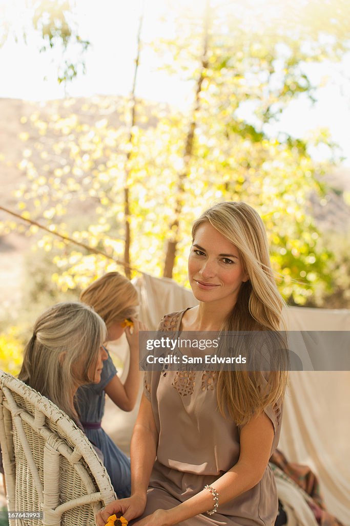 Three generations of women relaxing