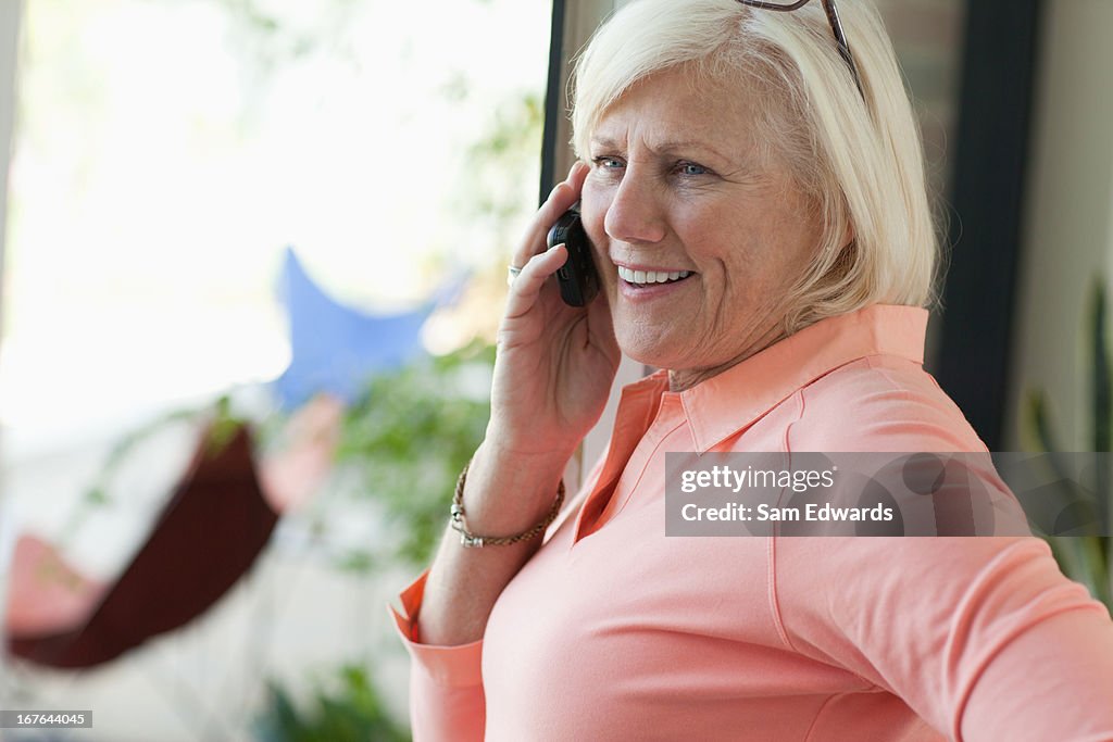 Older woman talking on cell phone
