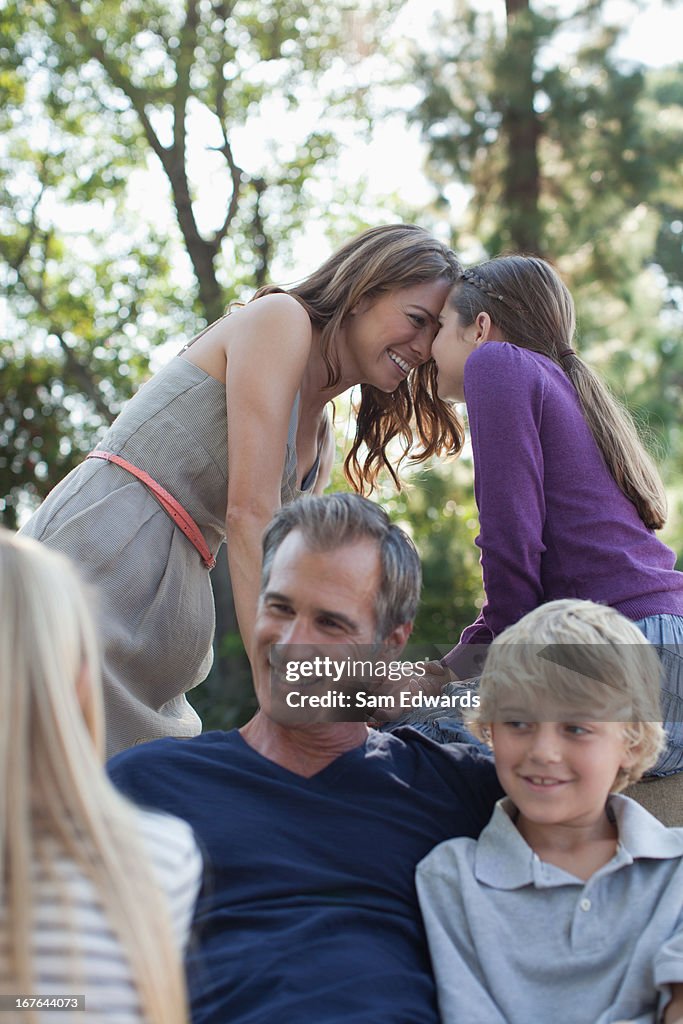 Family relaxing together outdoors