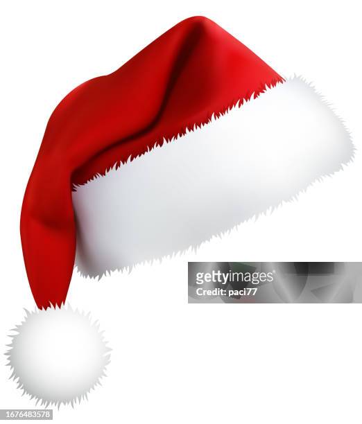 christmas santa claus hats - headwear stock illustrations