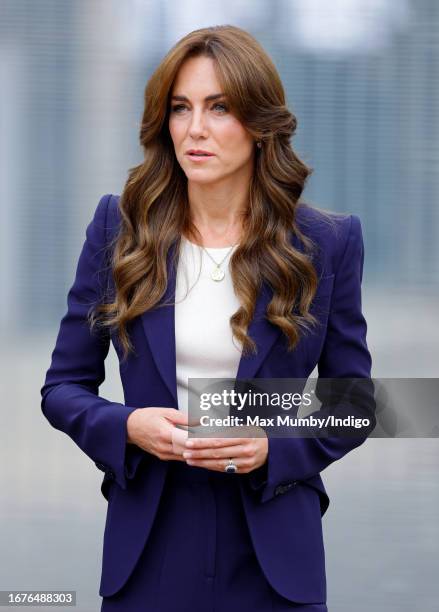 Catherine, Princess of Wales visits HMP High Down on September 12, 2023 in Sutton, England. The Princess of Wales is visiting the prison to learn...