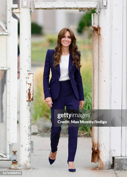 Catherine, Princess of Wales visits HMP High Down on September 12, 2023 in Sutton, England. The Princess of Wales is visiting the prison to learn...