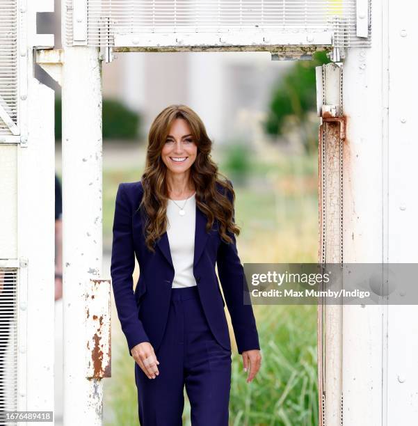 Catherine, Princess of Wales visits HMP High Down on September 12, 2023 in Sutton, England. The Princess of Wales is visiting the prison to learn...