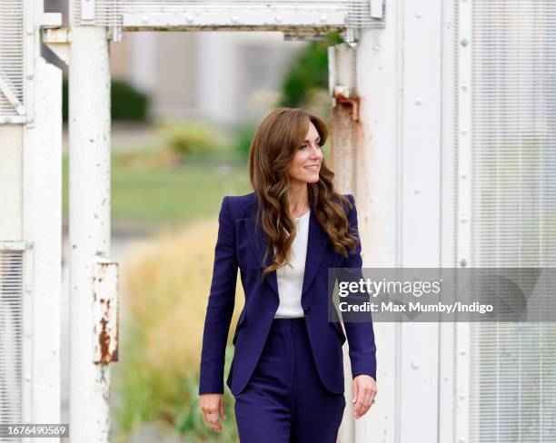 Catherine, Princess of Wales visits HMP High Down on September 12, 2023 in Sutton, England. The Princess of Wales is visiting the prison to learn...