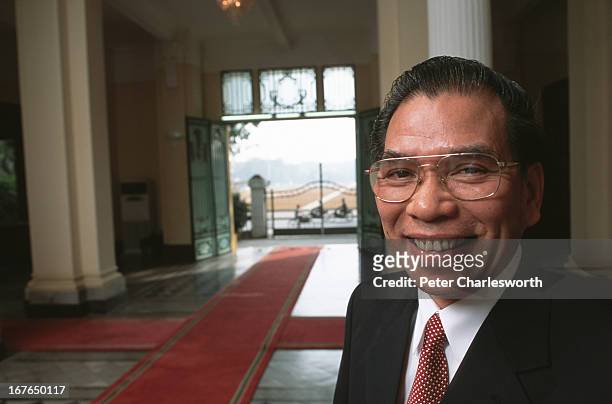 Vietnamese Communist Party Secretary, General Nong Duc Manh, in the main hall of the Communist Party headquarters in Hanoi..