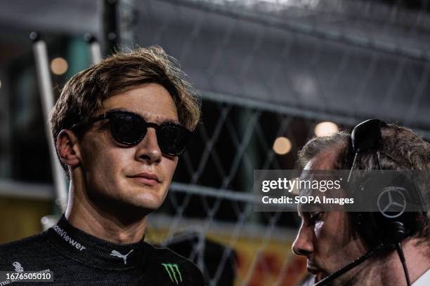 George Russell of Great Britain and Mercedes-AMG PETRONAS Formula One Team on the grid ahead of the F1 Grand Prix of Singapore at the Marina Bay...