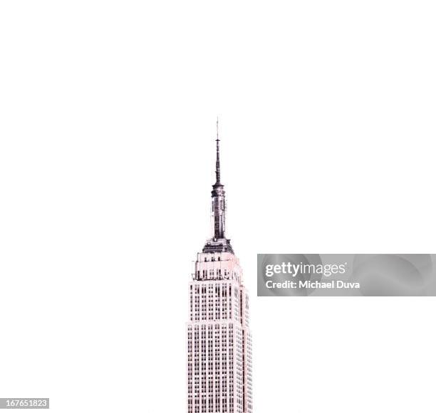 line drawing photo illustration empire state bldg - empire state building stockfoto's en -beelden