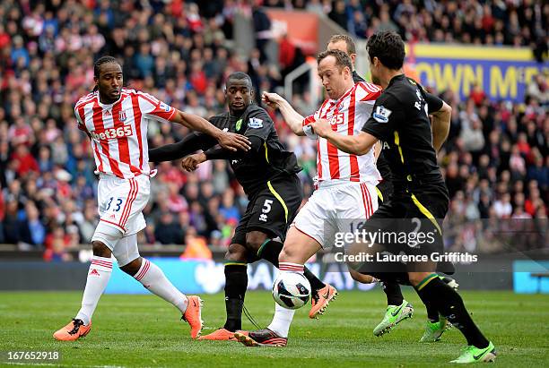 Charlie Adam of Stoke scores the opening goal during the Barclays Premier League match between Stoke City and Norwich City at the Britannia Stadium...