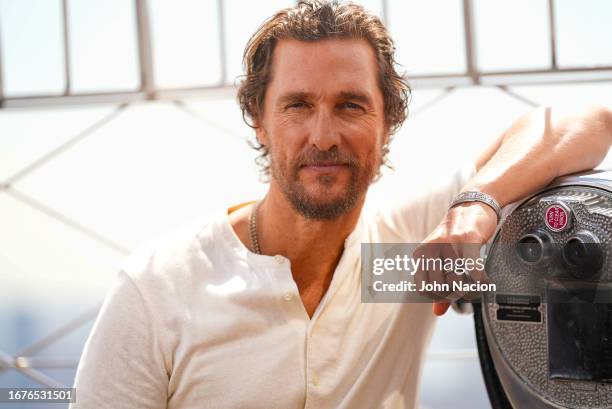 Matthew McConaughey visits the Empire State Building on September 12, 2023 in New York City.