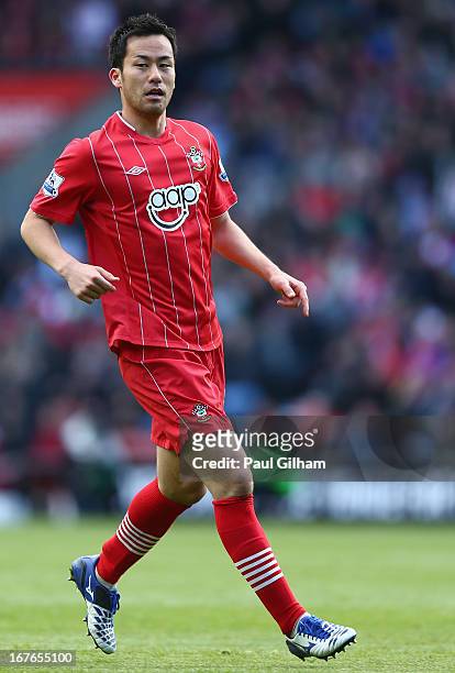 Maya Yoshida of Southampton in action during the Barclays Premier League match between Southampton and West Bromwich Albion at St Mary's Stadium on...