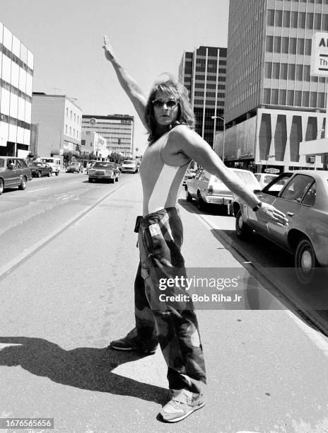 Singer and Musician David Lee Roth of the group Van Halen, during a photo shoot in the middle of Sunset Boulevard, June 6, 1994 in Los Angeles,...